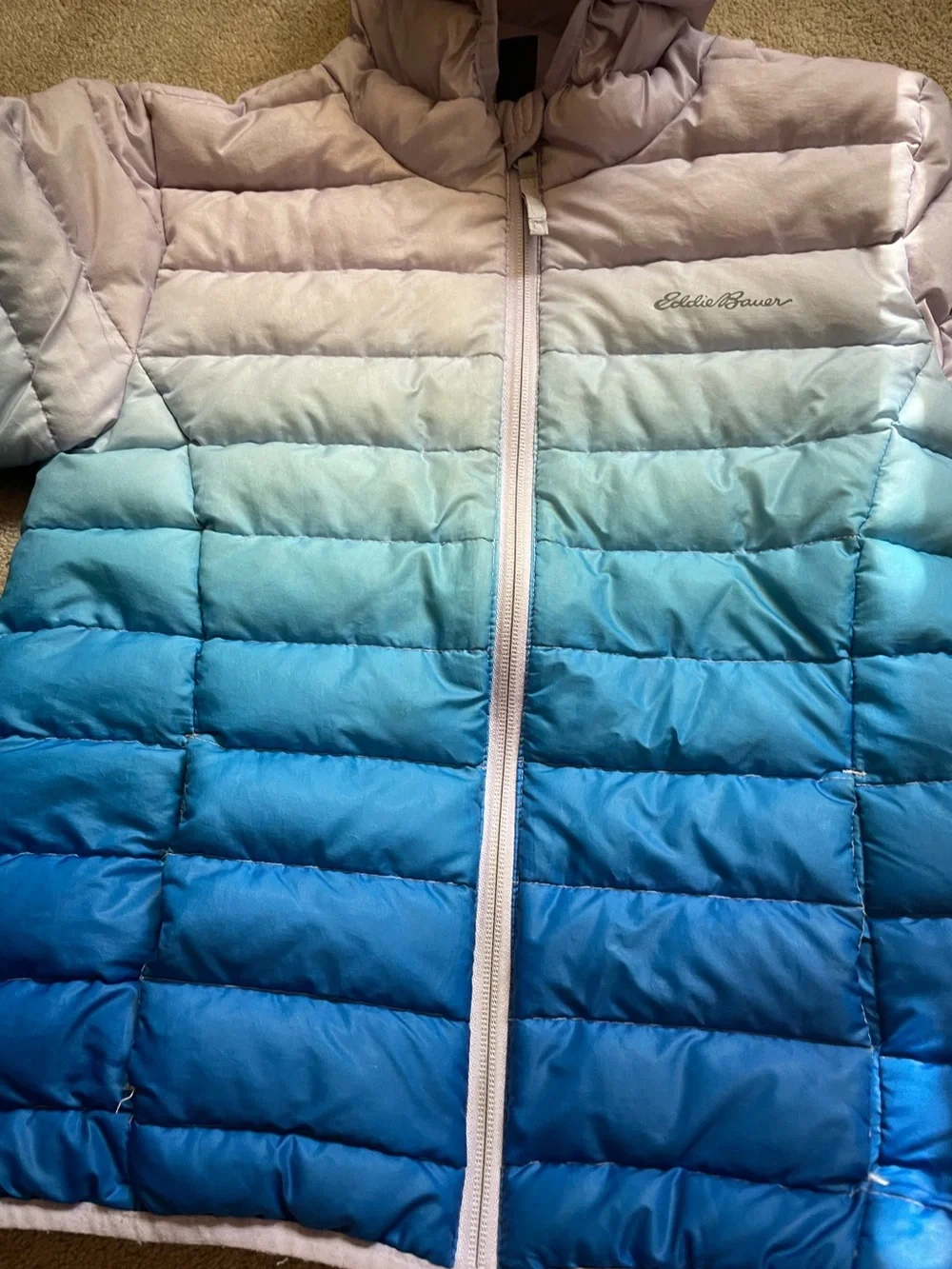 Girls 7/8 Eddie Bauer Ombre Puffer Jacket - Blue to Light Blue